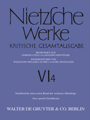 cover image of Nachbericht zum ersten Band der sechsten Abteilung